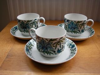 Vintage Midwinter Spanish Garden Large Breakfast Tea/coffee Cups And Saucers (3