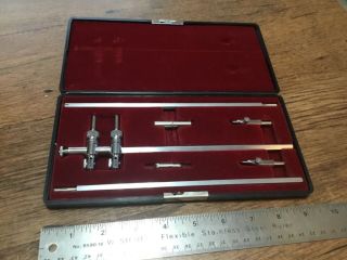 Vintage K&e Beam Compass In Fitted Box Red Interior