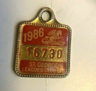 Vintage 1986 St George Leagues Club Membership Badge Sydney Australian Rugby Nrl