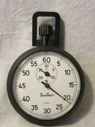 Hanhart 1/5 Sec Mechanical Vintage Wind Up Stopwatch Sticker Still On Black