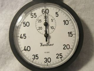 Hanhart 1/5 SEC Mechanical Vintage Wind Up Stopwatch Sticker Still On Black 2