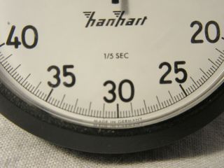 Hanhart 1/5 SEC Mechanical Vintage Wind Up Stopwatch Sticker Still On Black 3