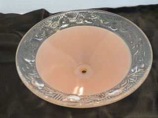 Vtg Mid Century Ceiling Light Shade Pink And Clear Ridged Glass Tulips 10.  5x3.  5.