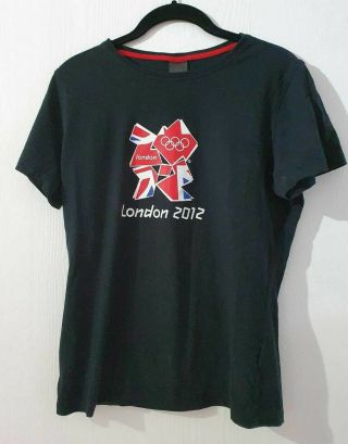 London 2012 Vintage Women Official Merch Black Short Sleeve Top Size 10
