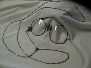 Vintage 14k White Gold And Sterling Framed Armless Nose Clip Eye Glasses