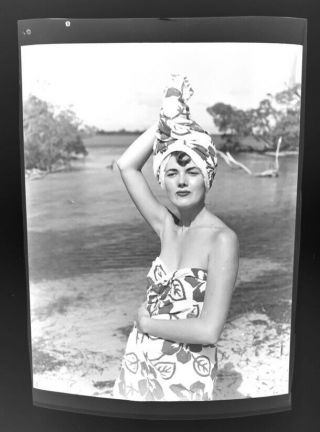 Rare Early Nude Bunny Yeager 4 X 5” Self Portrait Photo Negative,  Yeager Estate