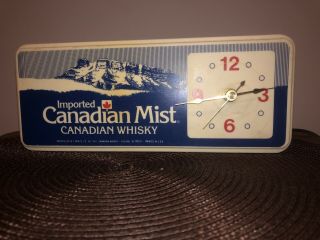 Vintage Canadian Mist Whiskey Advertising Plastic Register Clock Sign