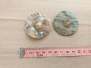 2 Vintage Mother Of Pearl Buttons - Approx.  5 Cm