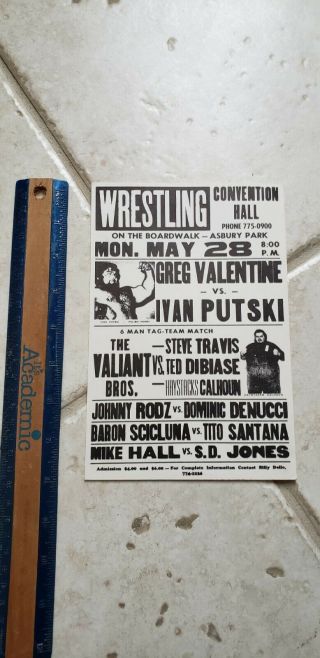 Vintage 70s Wwwf Wwe Wrestling Program Mini Poster Program Asbury Park Nj