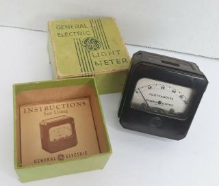Ge General Electric Light Meter W/ Box & Instructions Vintage Vtg