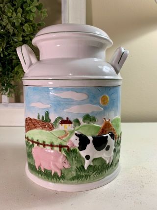 Vintage Cooks Club Ceramic Milk Jug Cookie Jar 10”