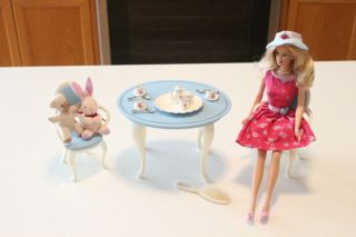 Vintage 1999 Tea Time Barbie With Her Friends Lil Bear & Cozy Buny Mattell 25904