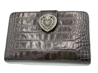 Vintage Brighton Faux Croc Leather Wallet Clutch Black