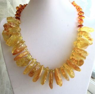 Chunky Amber Beads Vintage Necklace 108 Grams Pure Sunshine