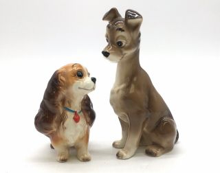 Vintage Disney Lady And The Tramp Figurines - Ceramic Made In Japan - Set Of 2
