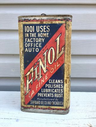 Vintage Standard Oil Co.  Pinol Tin Empty Can,  One Gallon Gas Oil Sign Antique