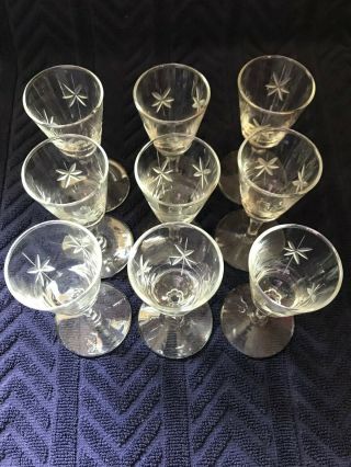 Vintage Libbey Glass Candlelight 3 3/4 " Cordial Set Of 9 Plus 5 5 3/4 Wine Glass