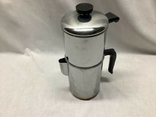 Vintage Revere Ware 8 Cup Drip O Lator Coffee Pot Maker Stainless Copper Bottom
