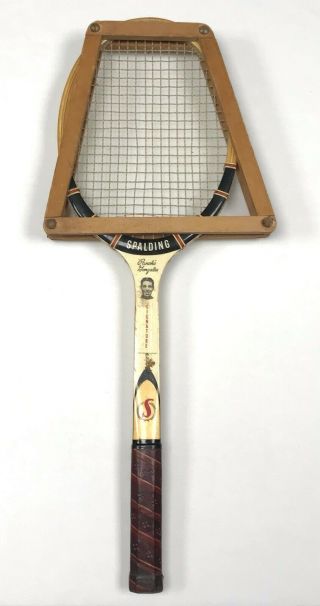 Vintage Spalding Wooden Pancho Gonzales Tennis Racket Racquet And Press