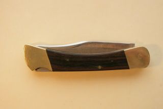 Vintage Buck 110 Usa Lockback Pocket Knife Brass Wood Handle 1967 - 1972