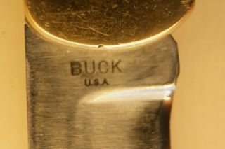 Vintage Buck 110 USA Lockback Pocket Knife Brass Wood Handle 1967 - 1972 3