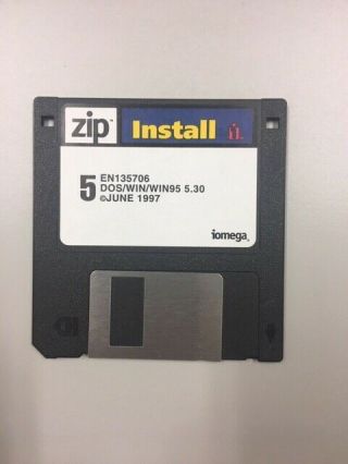 Iomega Zip Install Floppy Disk En135706 Dos/win/win95 5.  30 Vintage June 1997