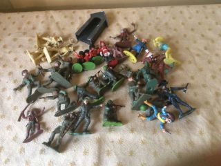 A Mixed Group Of Vintage Plastic Soldiers,  Wild West Etc.  Britains Etc.