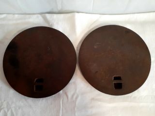 Antique Vintage Primitive Cast Iron Wood Cook Stove Covers Plates Lids 35 T.  H.
