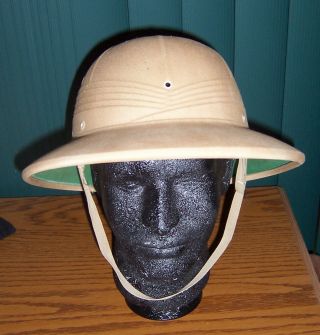 Vintage Usmc Sun Hat Pith Helmet Military Marine Safari Sun Rigid Fiber
