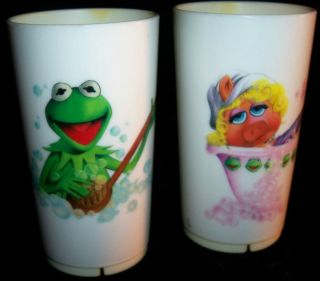 Vintage - Kermit The Frog / Miss Piggy Deka Plastics Tumblers Cup - 1987 Ex