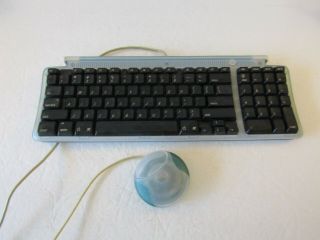 Vintage Apple Usb Mouse And Keyboard Teal Blue M4848 & M2452