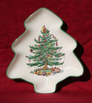 Vintage Spode Christmas Tree Shape Tray Small Serving Plate Platter S3324
