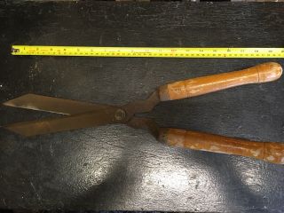 Vintage Signal Garden Hand Shears With Wooden Handles - Tarnished But Good Order