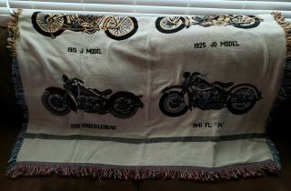 Vintage Harley Davidson Woven Throw Blanket Tapestry 50x70 NWT 100 Cotton 3