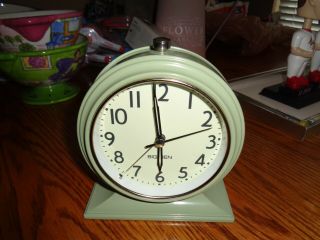 Retro Design Big Ben Loud Battery Operated 5” Green Alarm Clock - Tested/works