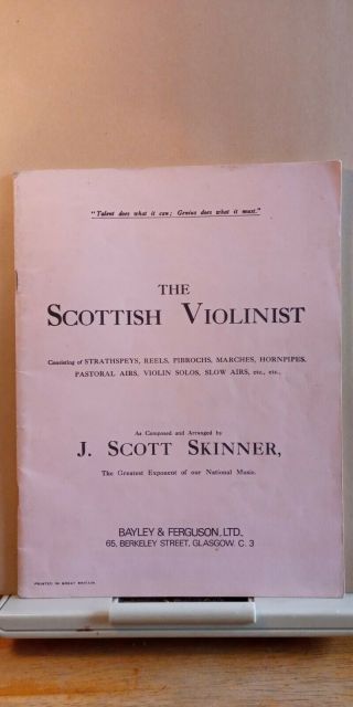 The Scottish Violinist By J Scott Skinner Vintage Sheet Music