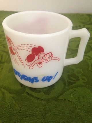 Vintage Hazel Atlas White Milk Glass Souvenir Mug Cup Niagara Falls Bottoms Up