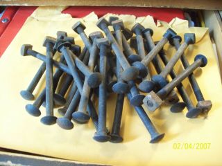 30 - Vintage 5/16 " X 4 1/2 In,  Black Iron Carriage Bolts With Square Nuts