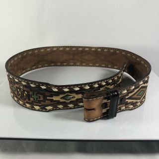 Tony Lama Brown Leather Belt 48769 Size 28 No Buckle Vintage