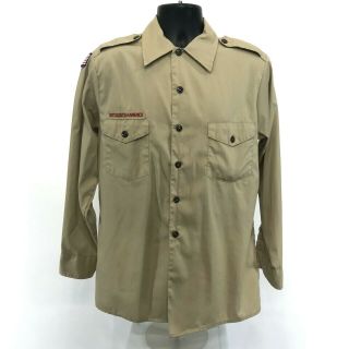Boy Scouts Of America Vtg Official Uniform Shirt Mens M Khaki Tan Ls,  Nc Slide
