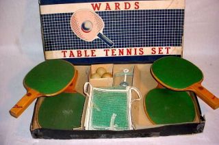 Vintage Montgomery Ward Marathon Ping Pong / Table Tennis Set Complete