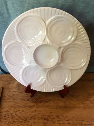Vintage 6 White Oyster Plates.  Sunburst - Canada