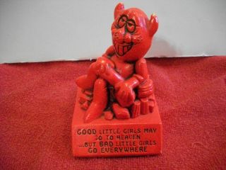 Vintage 1970 Retro Paula Humor Devil Good Little Girls May Go Figurine 4 "