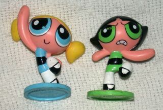 2 " Powerpuff Girls Bubbles & Buttercup Figure Toys Cake Toppers Vintage 2000