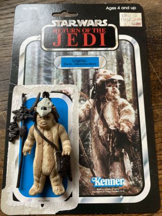 Vintage 1983 Kenner Logray Ewok Medicine Man Star Wars Figure Compl.  W/ Cardback