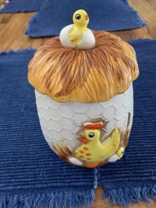 Vintage 1976 Sears Robuck Chicken Egg Nest Ceramic Cookie Jar Biscuit Jar