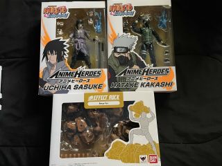 Bandai Anime Heroes Naruto Shippuden Hatake Kakashi &uchiha Sasuke & Effect Rock