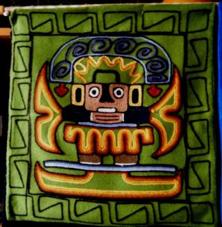 Vintage Pillow Cover Vintage Mayan Aztec Inca Chief Mexican H Embroider Design