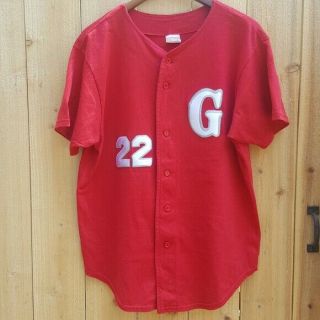Vintage Howe Front Button Red Baseball Jersey Size Xl Embroidered Letter G & 22