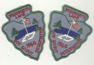 Vintage (1964) Woodworth Lake Boy Scout Reservation Patches (2)